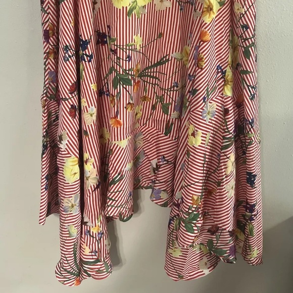 NEW CALVIN KLEIN Red Striped Floral Midi Retro Vintage Skirt Size Large woman’s - Picture 6 of 6